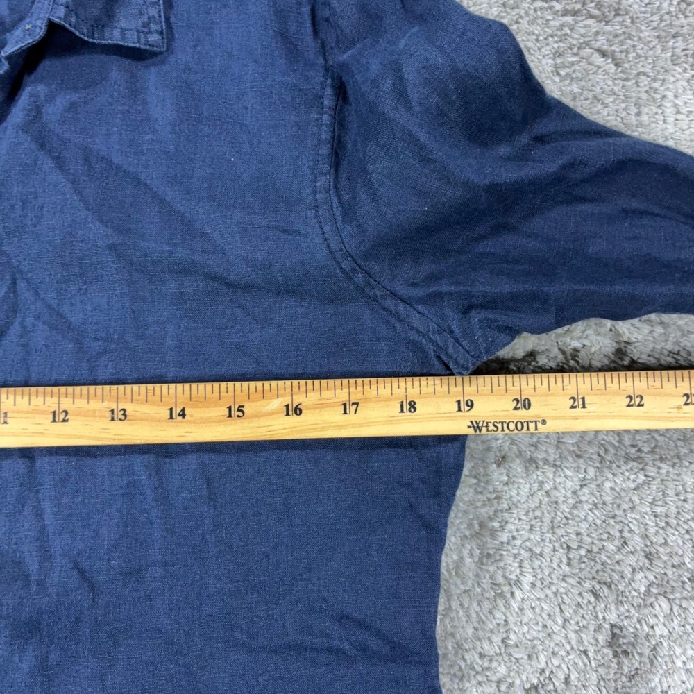 J.Crew Baird McNutt Irish Linen Shirt Womens Small Slim Navy Blue Long Sleeve - Picture 5 of 12
